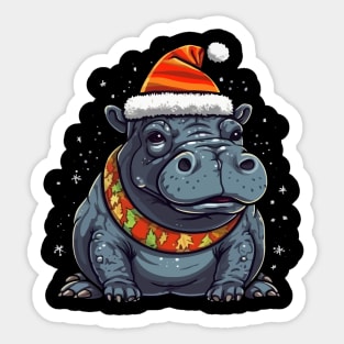 Hippo Christmas Sticker